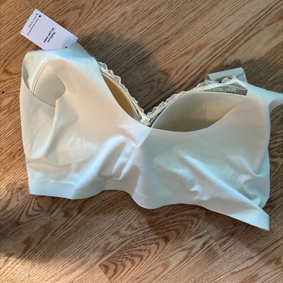 Senobra Pullover Smooth Back & Wide  Straps Bra Cream & Green -Sz 5XL - NEW/TAG - Picture 4 of 4